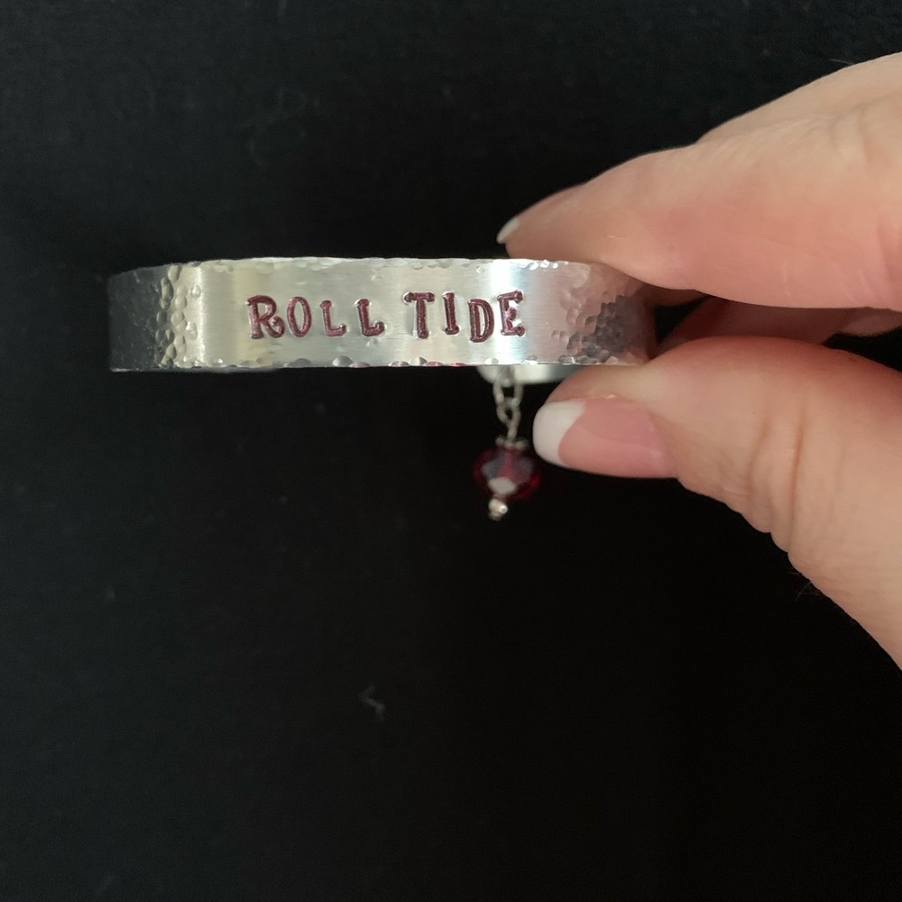 Roll Tide Custom Hammered Bracelet-with charm